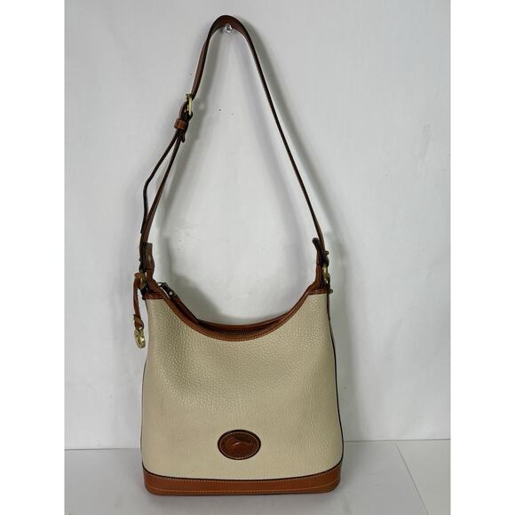 Dooney & Bourke Handbags - Dooney & Bourke Ivory Pebbled Leather Zipper Shoulder Bag